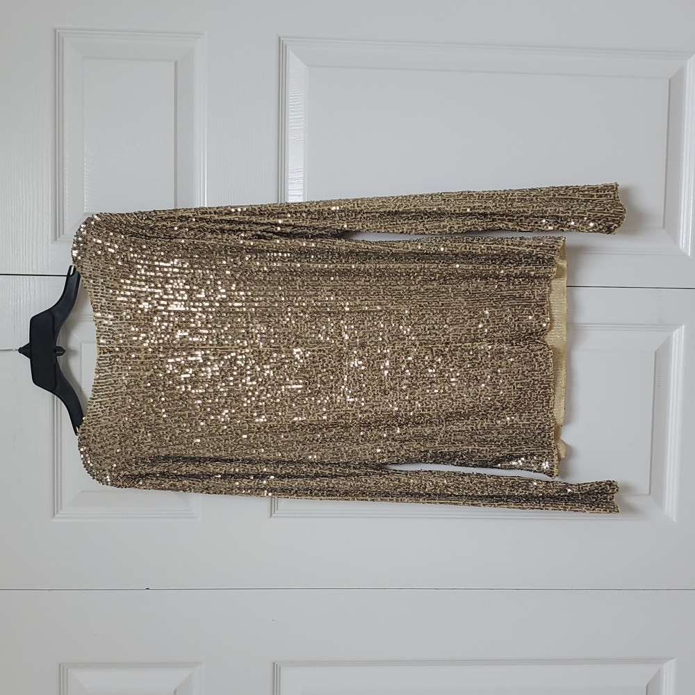 Free People Gold Rush Sequin Top Size/Gold Combo - Picture 4 of 9